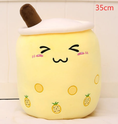 Cute Fruit Drink Plush Stuffed Soft Strawberry Milk Tea Plush Boba Tea Cup Toy Bubble Tea Pillow Cushion Kids Gift