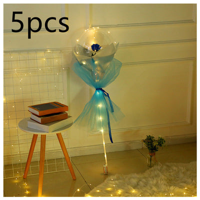 LED Luminous Balloon Rose Bouquet Transparent Bobo Ball Rose