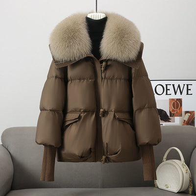 Down Cotton-padded Jacket Women's Short Fur Collar Thickened Coat Winter Clothing