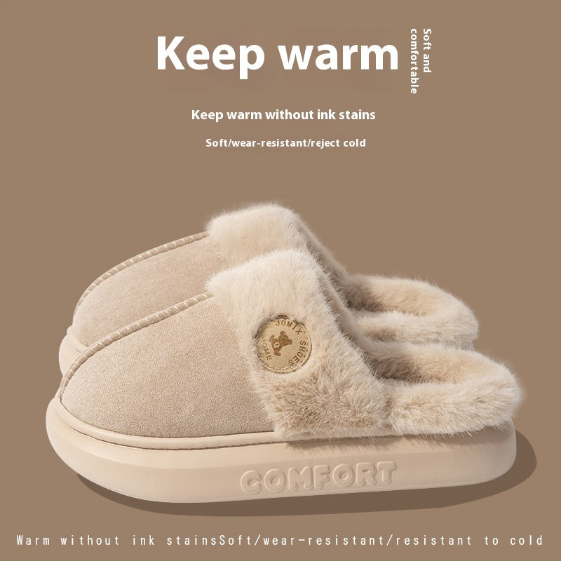 New Plush Slippers For Women Men Winter Warm Home Slipper Indoor Thick-soled Fleece Shoes